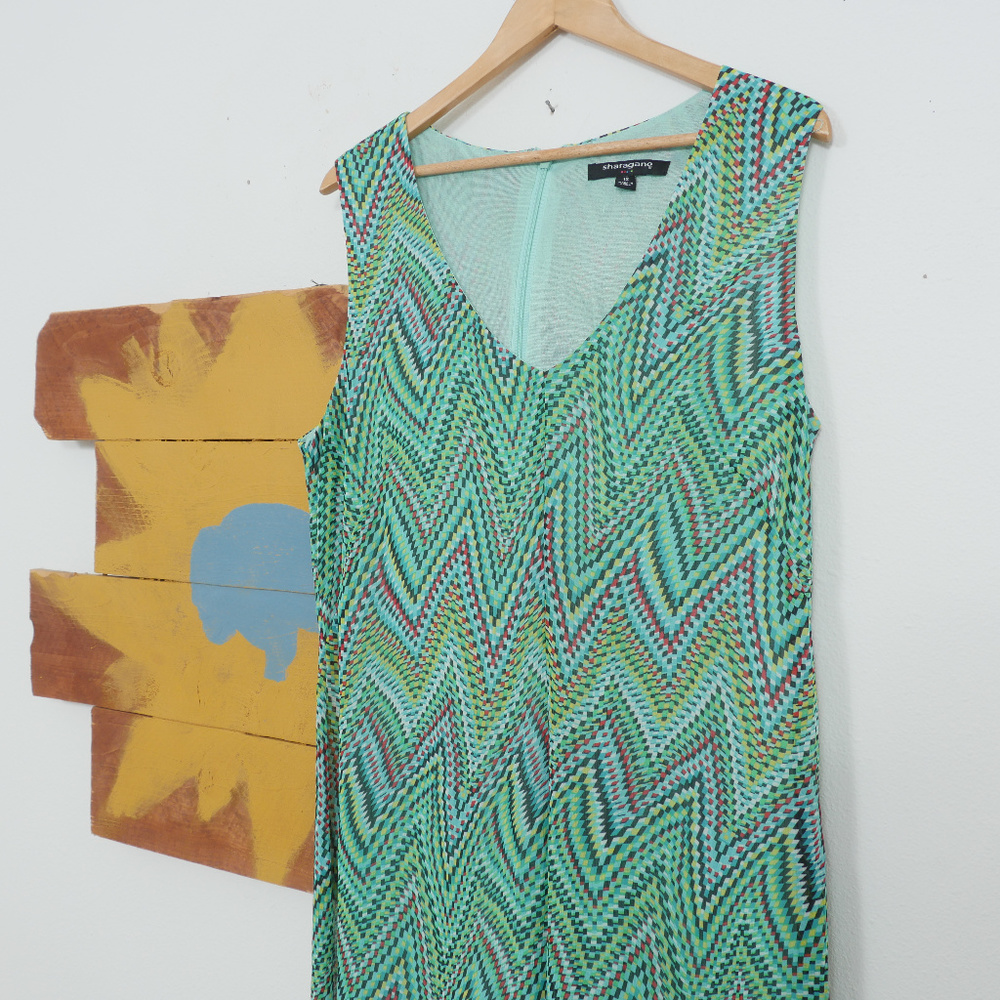 Sharagano Sleeveless Maxi Dress with Aztec Print - Picture 3 of 8